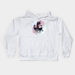 Girl with Butterflies 2 Kids Hoodie